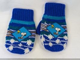 Knit Snoopy Woodstock Toddler Mittens Gloves Blue - £7.68 GBP