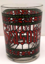 Houze &quot;Seasons Greetings&quot; Christmas Stained Lowball Glass Tumbler - £4.86 GBP