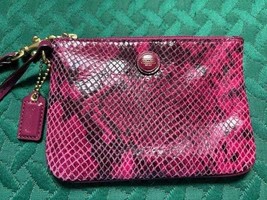 Coach PYTHON LEATHER WRISTLET - Rich Raspberry - Excellent Condition - $42.00