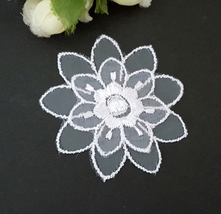 White Layer Flower Organza Neckline Lace Patch Appliques 2-1/2&quot; / 6cm width A207 - £4.80 GBP+