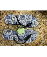 VERA BRADLEY Sandals/Flip-Flops/Thongs in Starry Night Dark Navy Blue Me... - $27.06 CAD