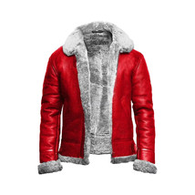 B3 Red Christmas Fur Leather Jacket  - $110.00