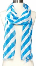 NWT $78 LILLY PULITZER RILEY SCARF RAYON FLUTTER BLUE OFF KILTER STRIPE ... - $39.59