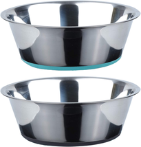 Deep Stainless Steel Anti-Slip Dog Bowls, 2 Pack, 3 Cups - £22.03 GBP