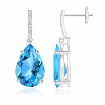 Authenticity Guarantee 
Angara Natural 12x8mm Swiss Blue Topaz Drop Earrings ... - £786.08 GBP