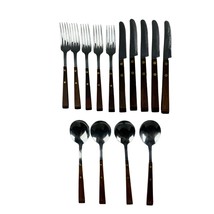 Royal Crown Brand Country Square Flatware Stainless Steel Wooden Lot of 14 - $16.82