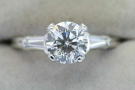 2.50Ct Round Cut Three Simulated Diamond Engagement Ring 14k White Gold Size 5.5 - £200.59 GBP