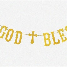 Divine Blessings: Glittering Gold Baptism Garland - Perfect for First Communion, - $24.74
