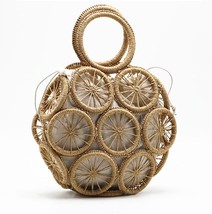 Beach Straw Bags for Women Summer Rattan Bag Handmade Hollow Woven Beach Bag Cas - £38.01 GBP