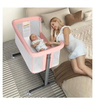 Kinder King Pink Baby Bassinet Wheels Folding Portable Newborn Bedside Sleeper - £82.17 GBP