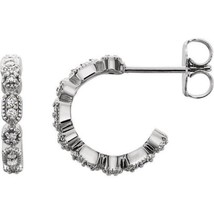 Authenticity Guarantee 
Platinum Diamond J Hoop Earrings - £907.83 GBP+