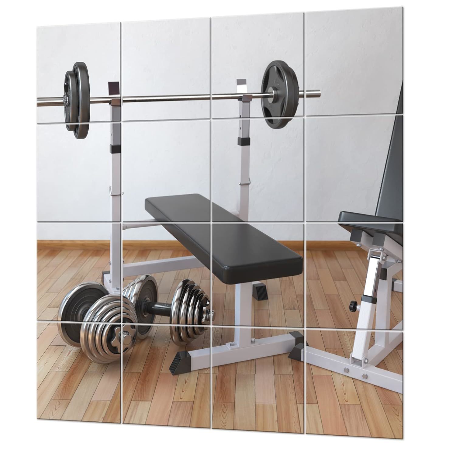 Gym Mirrors For Home Gym, 16Pcs Glass Wall Mirror Tiles, 12" Full Body Mirror St