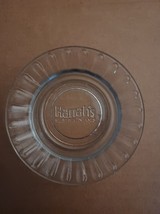 Harrah&#39;s Casino Hotel Ashtray Motel Embossed Logo Clear Glass 4.5&quot; Round... - $8.95