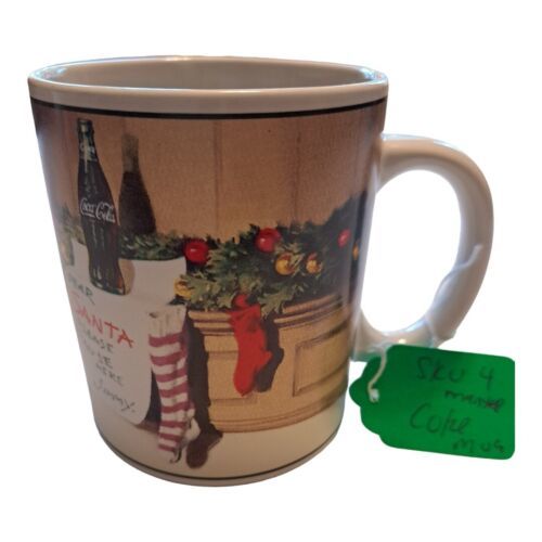 Coca Cola Sakura Stoneware Mug Christmas Holiday Santa Claus Stocking Mantel - $12.87