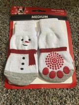 DOG SOCKS Snowman WHITE NONSLIP  FITS UP TO 5.5 IN MEDIUM SIMPLYDOG NIP - £5.14 GBP