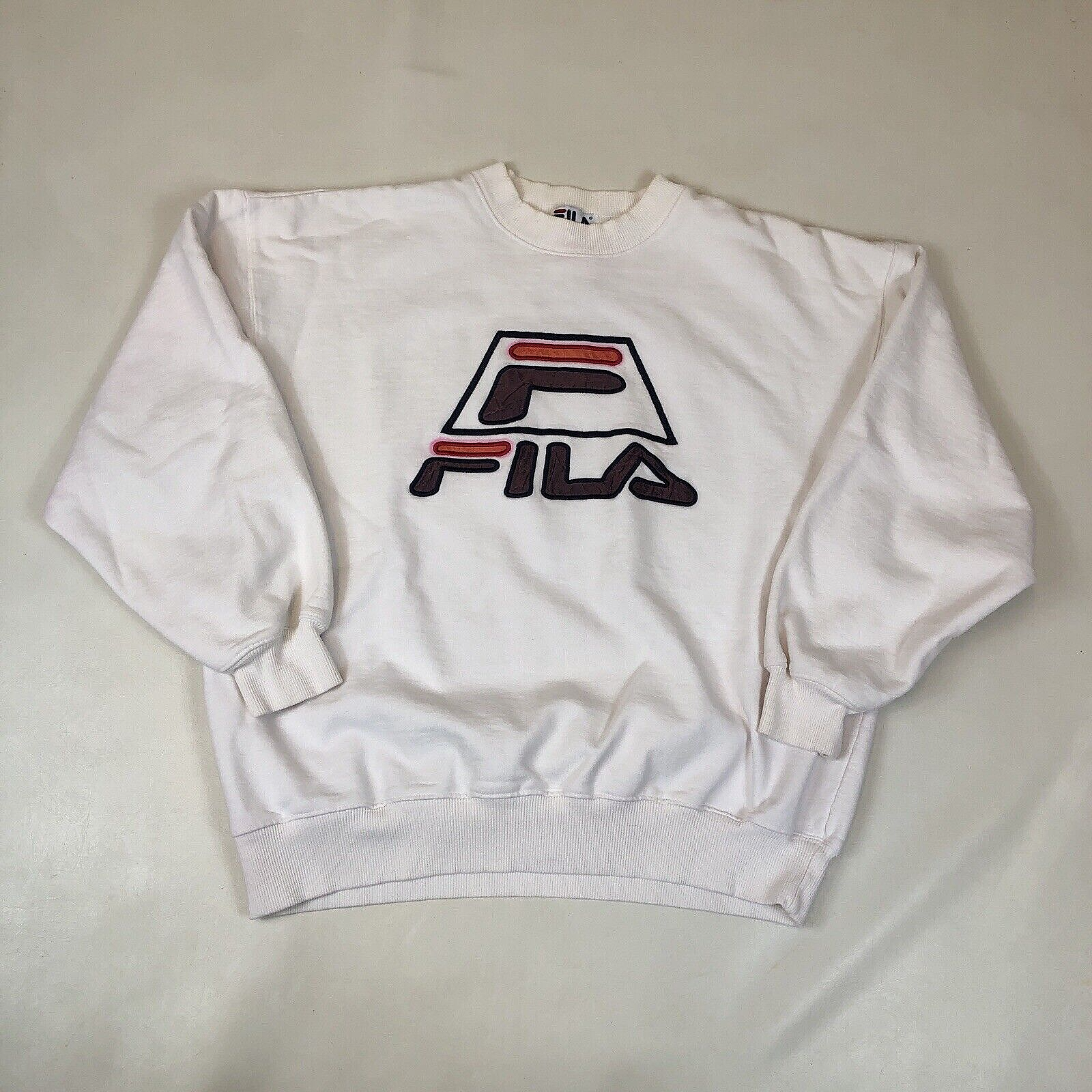 Vintage Fila Grant Hill Basketball White Crewneck Sweatshirt Size Large - £29.65 GBP