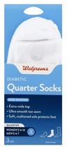 Walgreens Unisex Non-Binding Diabetic Quarter Socks, Size W 4-10, M 4-7,... - £10.20 GBP