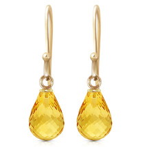 14K Solid Gold Yellow Citrine Gemstone Dangle Earrings Pear Cut 2.7 CT Carat  - £179.63 GBP