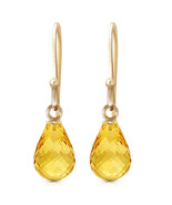 14K Solid Gold Yellow Citrine Gemstone Dangle Earrings Pear Cut 2.7 CT C... - $224.72