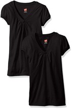 NEW Hanes Activewear Little Girls Shirred V-Neck Tee (Pack of 2) XSmall ... - $9.89