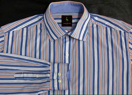 TAILORBYRD Multi-Color Striped Large Button-Front Long Sleeve Shirt 100%... - $25.26