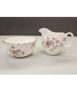 Vintage Floral Adderley Floral Open Sugar Bowl &amp; Creamer Pink Roses - £17.60 GBP