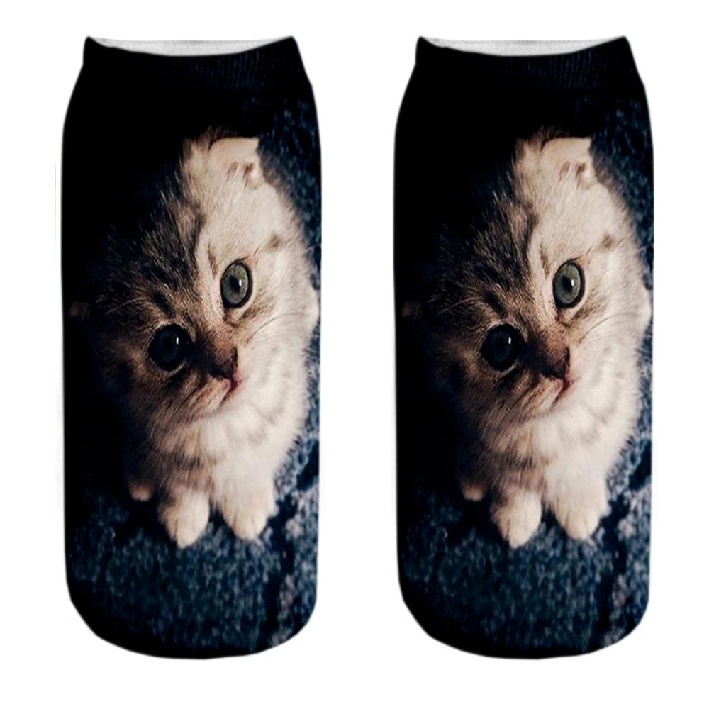 Sporting 1 Pair New 3D Printing Cool Fashion Funny Two Cats Socks Women Short So - £18.47 GBP
