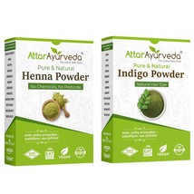 Set Of 2 Attar Ayurveda Henna Powder With Indigo Powder 200gm Each - £22.92 GBP