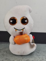 New Ty Beanie Boos SCREAM Cute Halloween White Ghost w/ Pumpkin NWT - £6.29 GBP