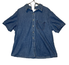 Casual Corner Annex Jean Blouse Blue Womens Size 1X Short Sleeve Vintage... - £9.26 GBP