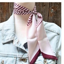 Burgundy Cream Striped Western Skinny Cowgirl Mini Wild Rag Scarf Necktie - $18.81