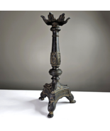 Vintage Large Heavy Dark Metal Floor Standing Footed Candle Holder Frenc... - $411.45 CAD