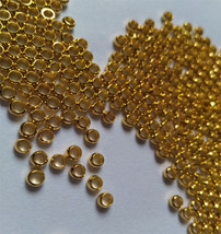 Gold Copper Beads/ 2mm of 300 / Genuine Copper Round Smooth Seamed Beads - £4.46 GBP