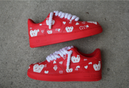 Custom Mens Womens Red Air Force 1 Streetwear &amp; Art Fusion - $224.99