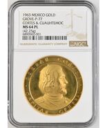 1963 Mexiko Goldmedaille Cortes &amp; Cuauhtemoc Grove-P-77 NGC MS64 PL - $193,696.39 MXN