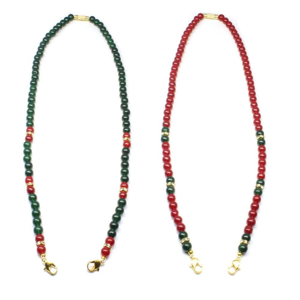 2pc Beads Single Strand necklace pendant Tassel Lot 20" Ruby emerald imitation - £11.53 GBP