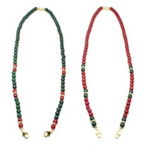 2pc Beads Single Strand necklace pendant Tassel Lot 20&quot; Ruby emerald imi... - £11.53 GBP