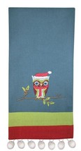 Christmas Winter Cozy Owl Embroidered Cotton Guest or Kitchen Towel - $225.25 MXN