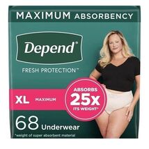 Depend Fresh Protection Adult Incontinence Underwear for Women, XL 68 Co... - $44.34