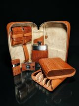 Brizard and Co Tan Lizard Leather Traveler with cutter and lighter NIB image 4