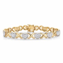 PalmBeach Jewelry Gold-Plated Diamond Accent Hearts and Kisses Bracelet 7.5&quot; - £55.37 GBP