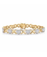 PalmBeach Jewelry Gold-Plated Diamond Accent Hearts and Kisses Bracelet ... - £55.21 GBP