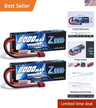 2S Lipo Battery 8000mAh 7.4V 100C Hard Case with Deans T Plug for RC Car... - $187.29