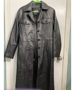 VTG Wilsons Maxima Womens Leather Jacket Size Sm Black Button Front Long - $89.18 CAD