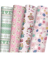 8 Sheets Hello Easter Gift Wrapping Paper 20&quot;x29&quot; Pastels Gnomes Bunnies... - £4.45 GBP