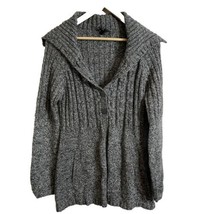 New Directions Women’s Gray White Tunic Cardigan Sweater Size Small 3 Button - £9.75 GBP