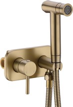 Bathroom Concealed Brass Wall Mounted Hot And Cold Mixed Bidet, Brushed Gold - £67.30 GBP