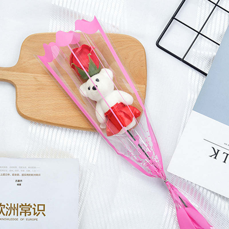 Gift Single Rose Bear Soap Flower - $1.38