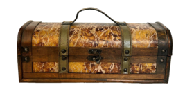 Vintage Wooden Wine Bottle Carrying Case in Rustic Brown Pattern, Pre-owned - £27.39 GBP