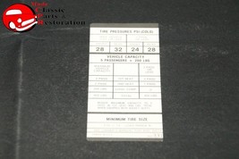 71-74 MOPAR E-BODY TIRE PRESSURE DECAL F70x14 Mopar Part # 3402331 - £15.76 GBP